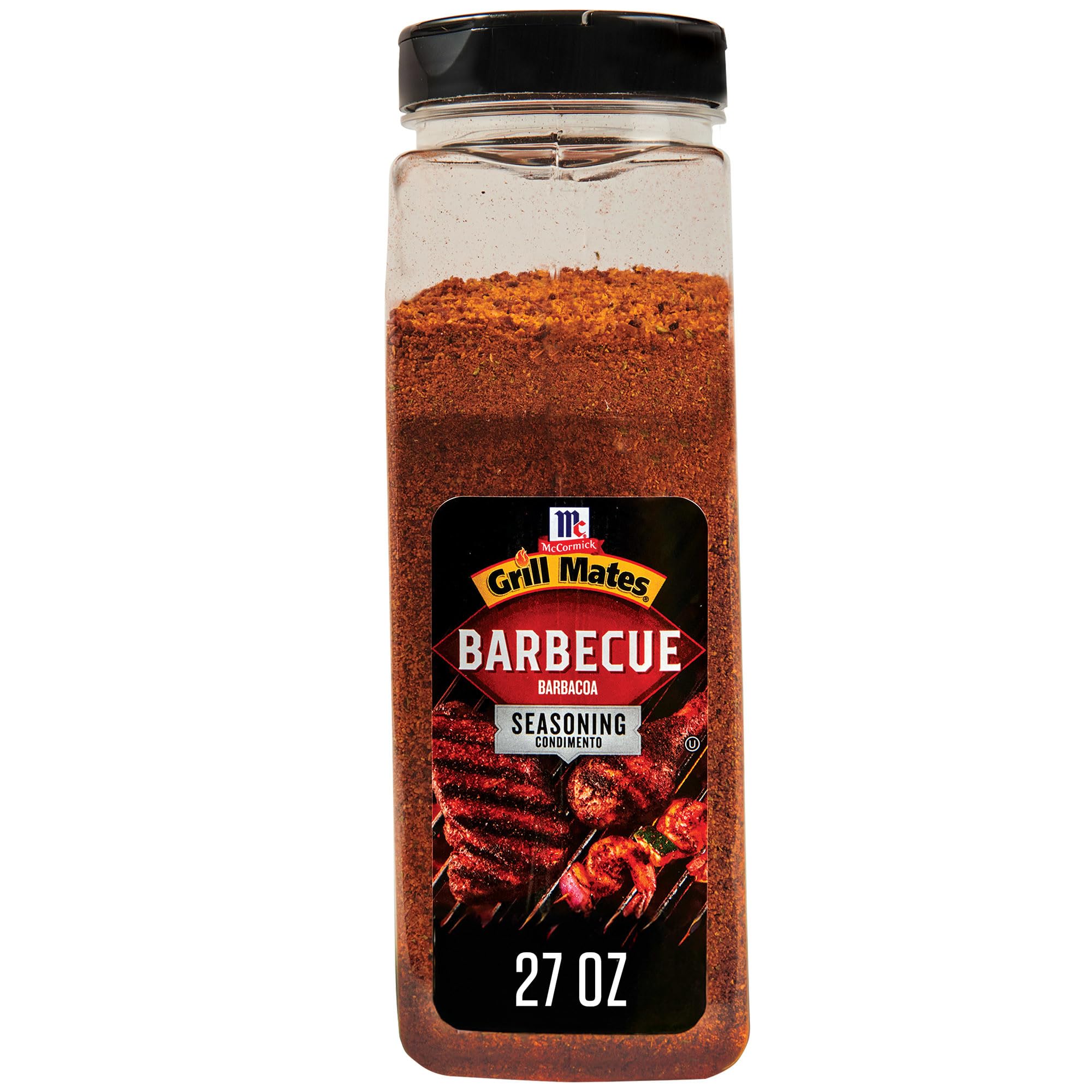 McCormick Grill Mates Barbecue Seasoning bottle closeup showing bold flavor for grilling
