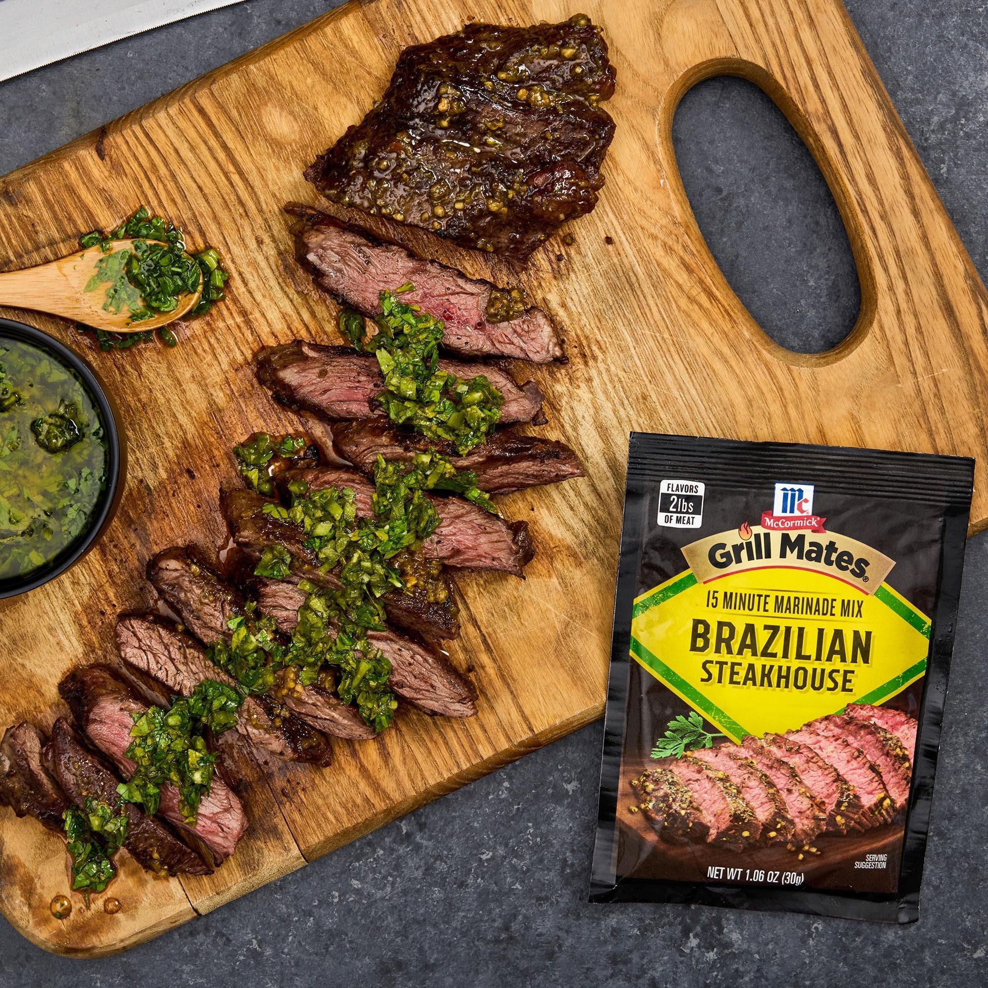 Shrimp skewers seasoned with McCormick Grill Mates Brazilian Steakhouse for bright garlic notes