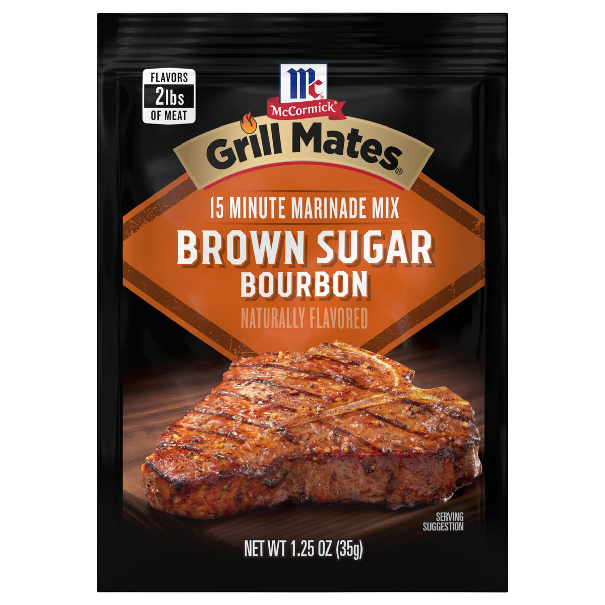McCormick Grill Mates Brown Sugar Bourbon marinade pack ready to mix for grilling