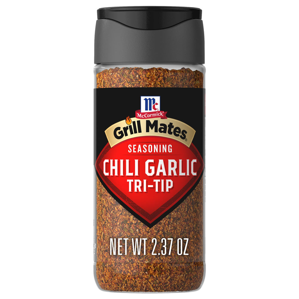McCormick Grill Mates chili garlic tri-tip seasoning bottle ready for bold beef flavor