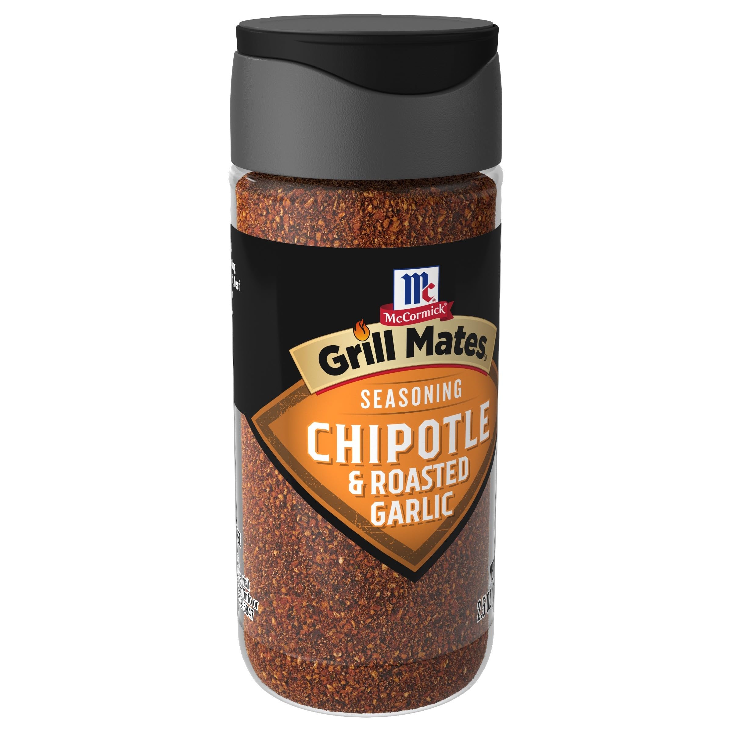 McCormick Grill Mates Chipotle Roasted Garlic seasoning bottle for bold smoky flavor