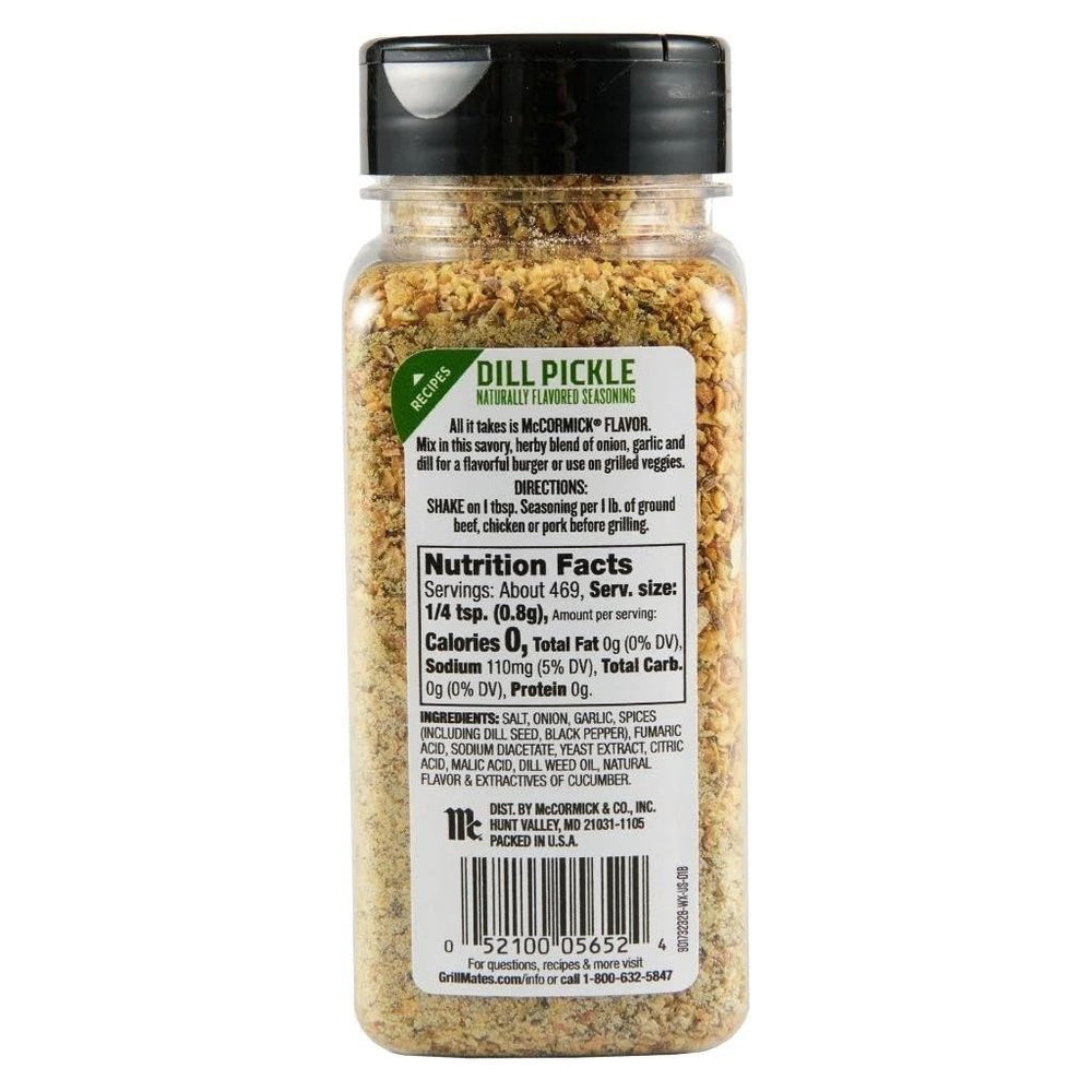 McCormick Grill Mates Dill Pickle seasoning close-up reveals dill seeds and pepper for richer flavor
