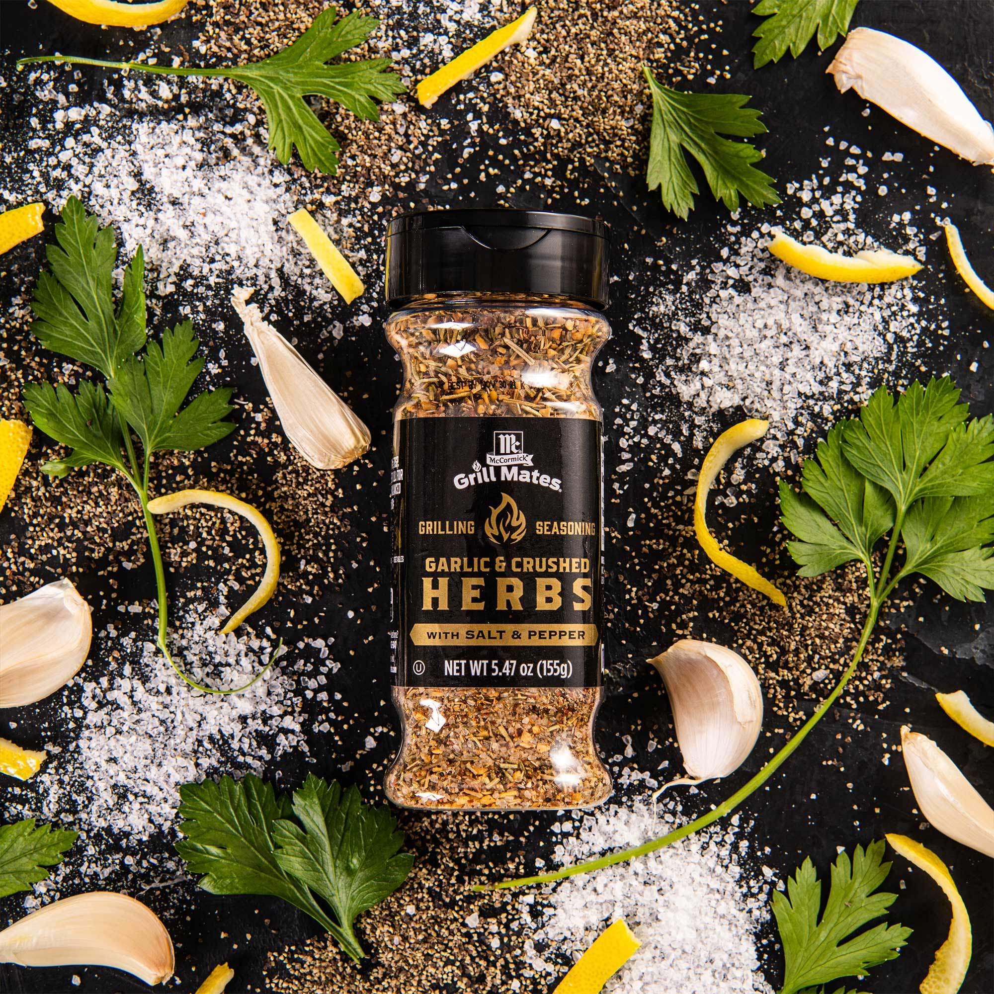 McCormick Grill Mates Garlic & Crushed Herbs on chicken for flavorful crust