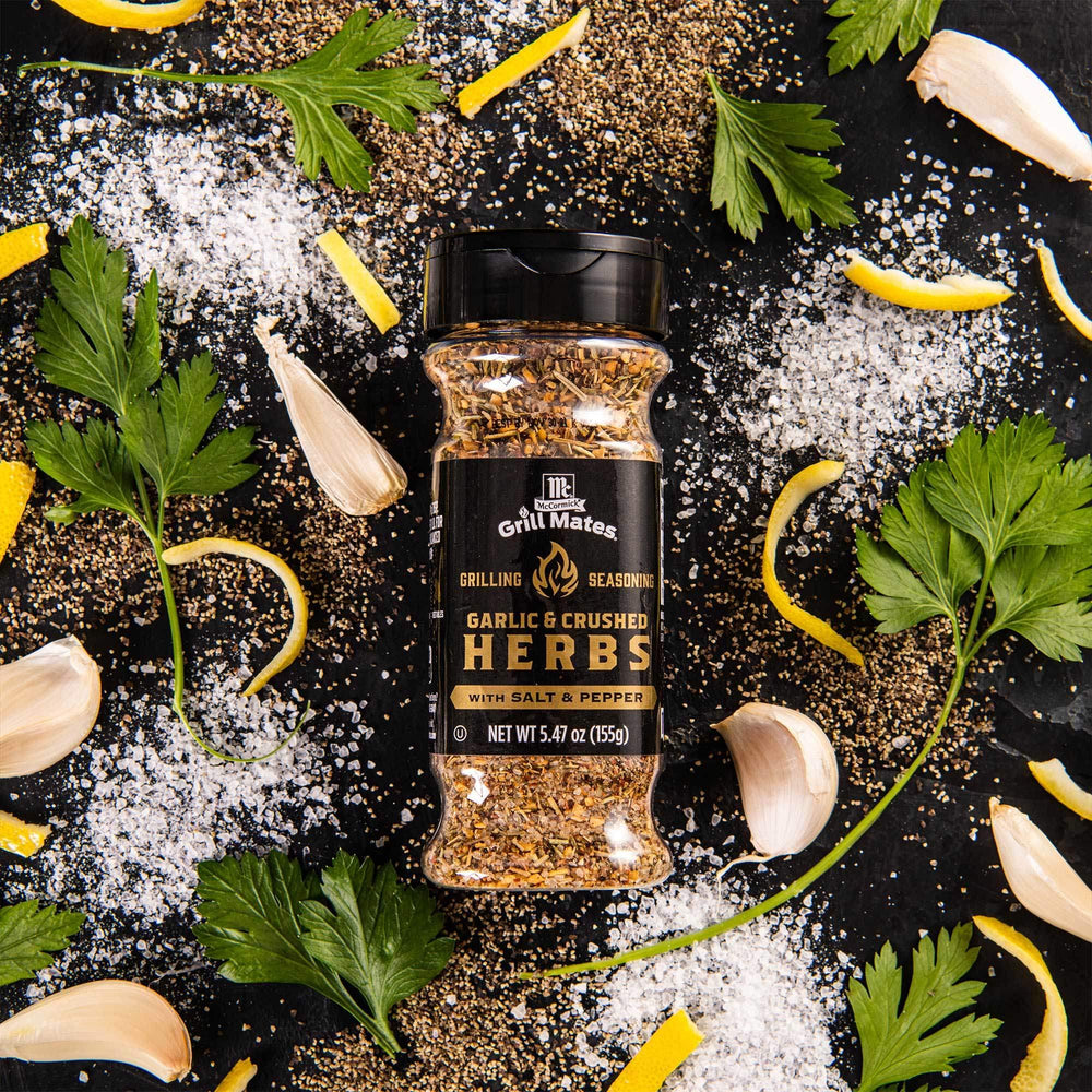 McCormick Grill Mates Garlic & Crushed Herbs on chicken for flavorful crust