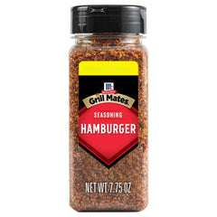 McCormick Grill Mates Hamburger Seasoning container label for confident grilling.