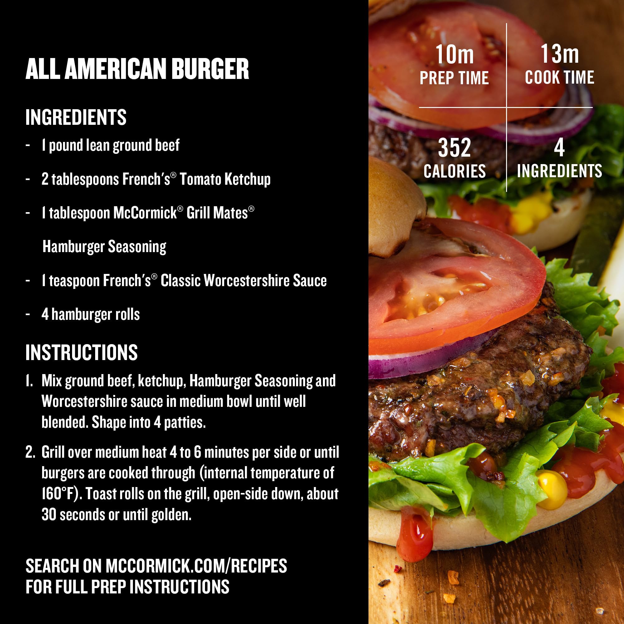 McCormick Grill Mates Hamburger Seasoning jar label with spice blend.