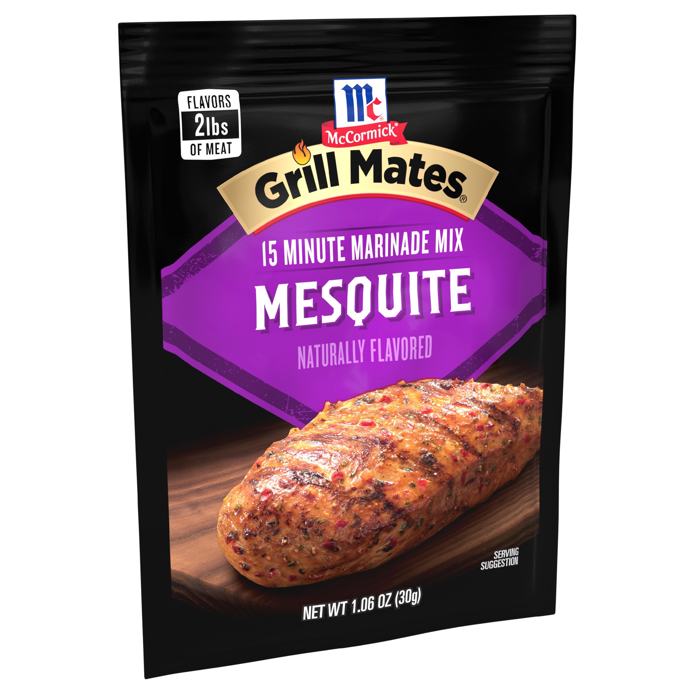 Meat marinating in McCormick Mesquite Marinade before cooking.