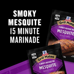 Raw chicken marinated with McCormick Mesquite Marinade Mix for grilling.