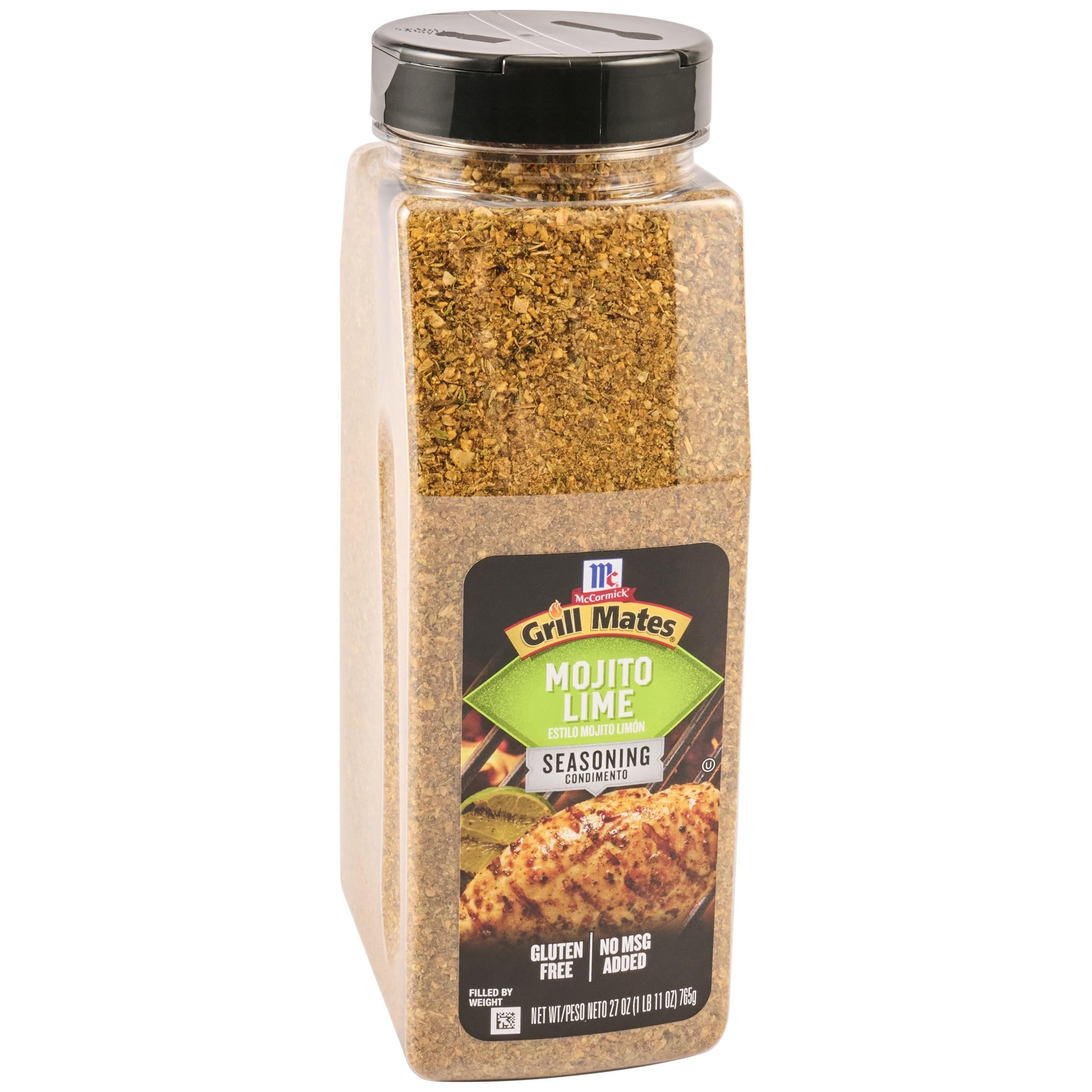 McCormick Grill Mates Mojito Lime seasoning jar front enhances grilling with citrus mint aroma