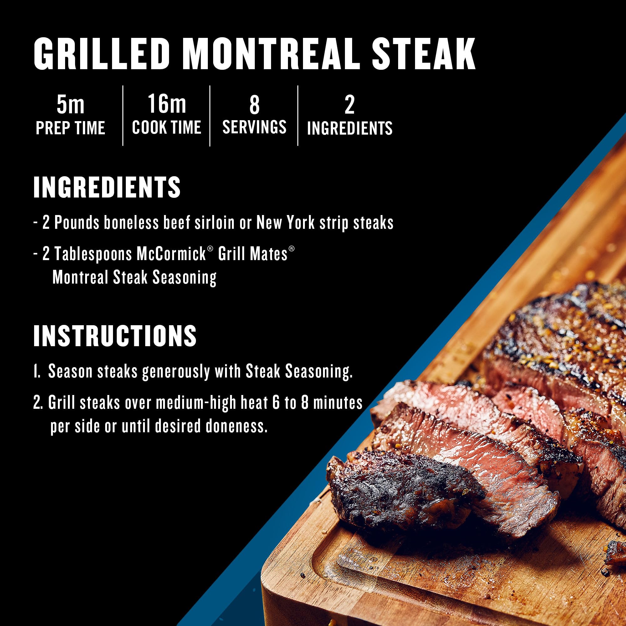 Sizzling steaks show bold Montreal flavor in action.