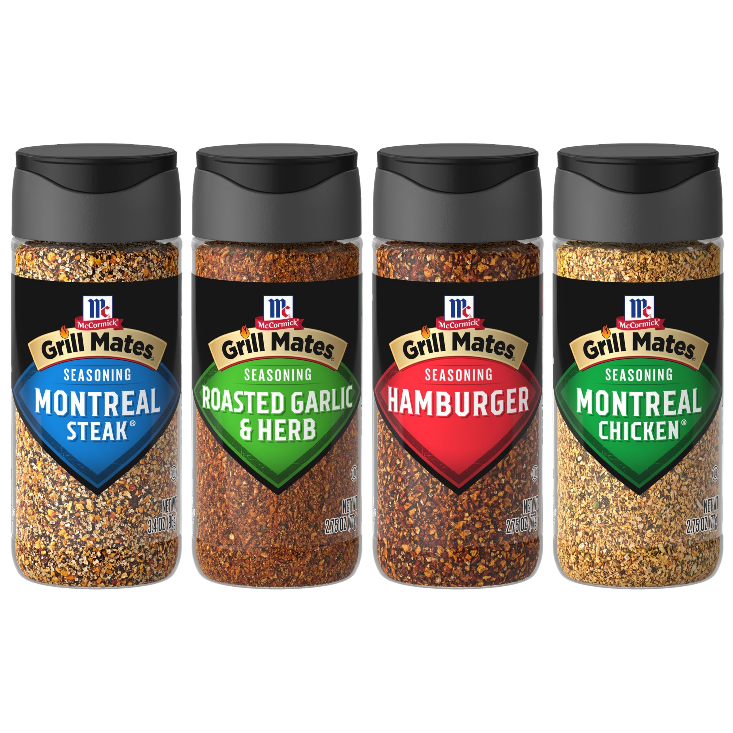 McCormick Grill Mates Montreal Steak Seasoning bottle enhances grilled steaks with bold, savory flavor