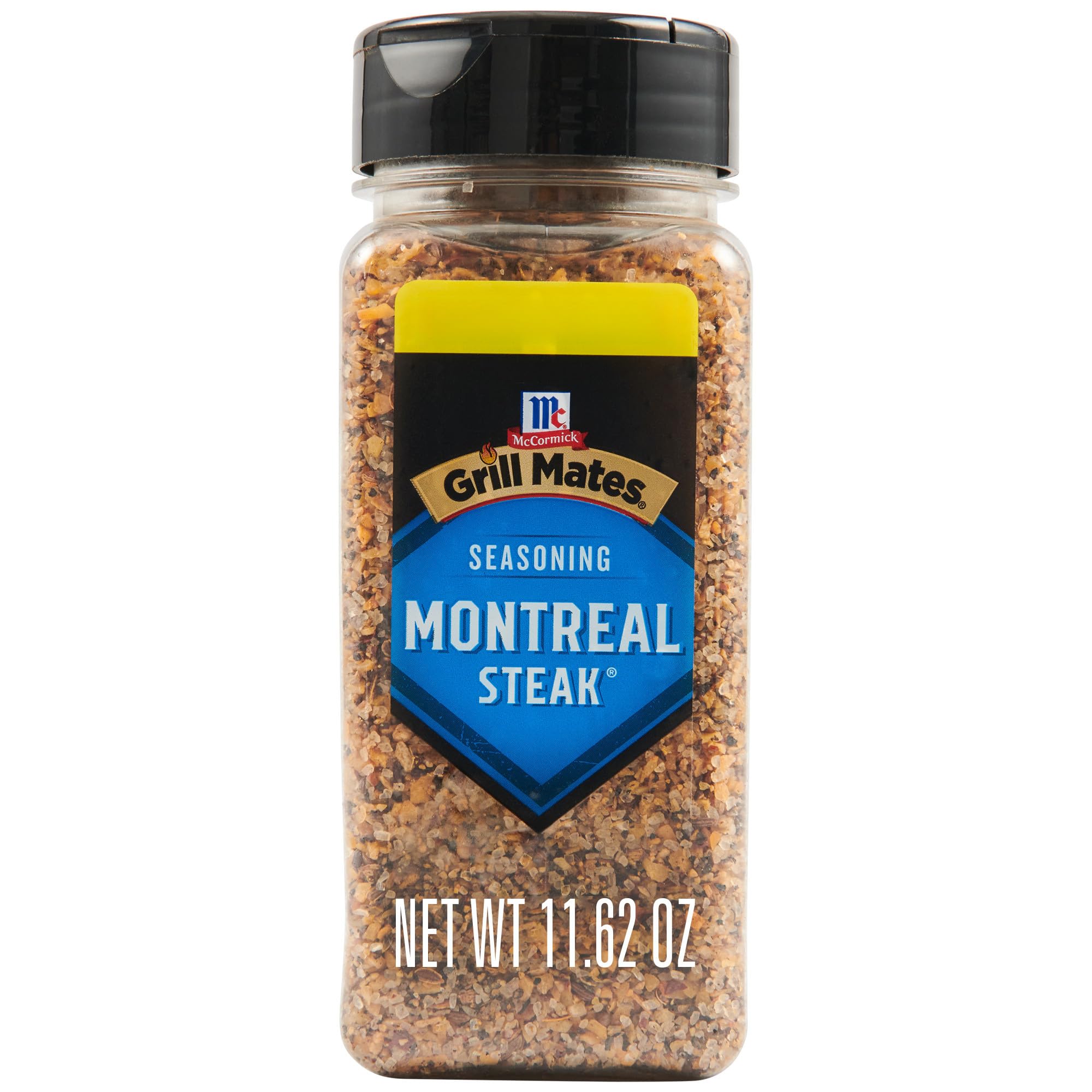 McCormick Grill Mates Montreal steak seasoning bottle for bold steak flavor.