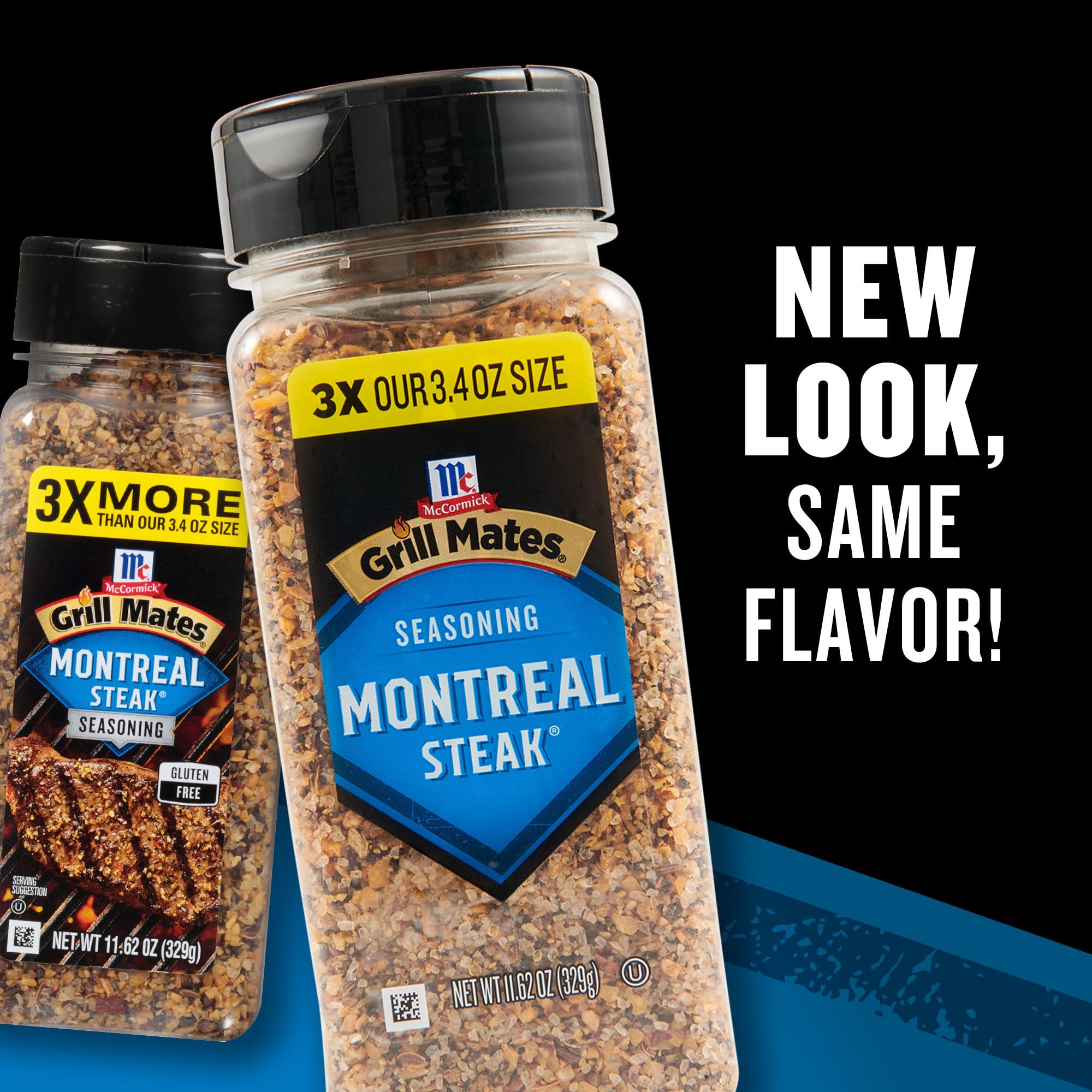 McCormick spice shaker close-up highlights garlic paprika salt blend.