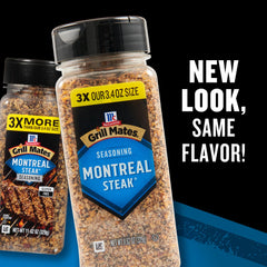 McCormick spice shaker close-up highlights garlic paprika salt blend.