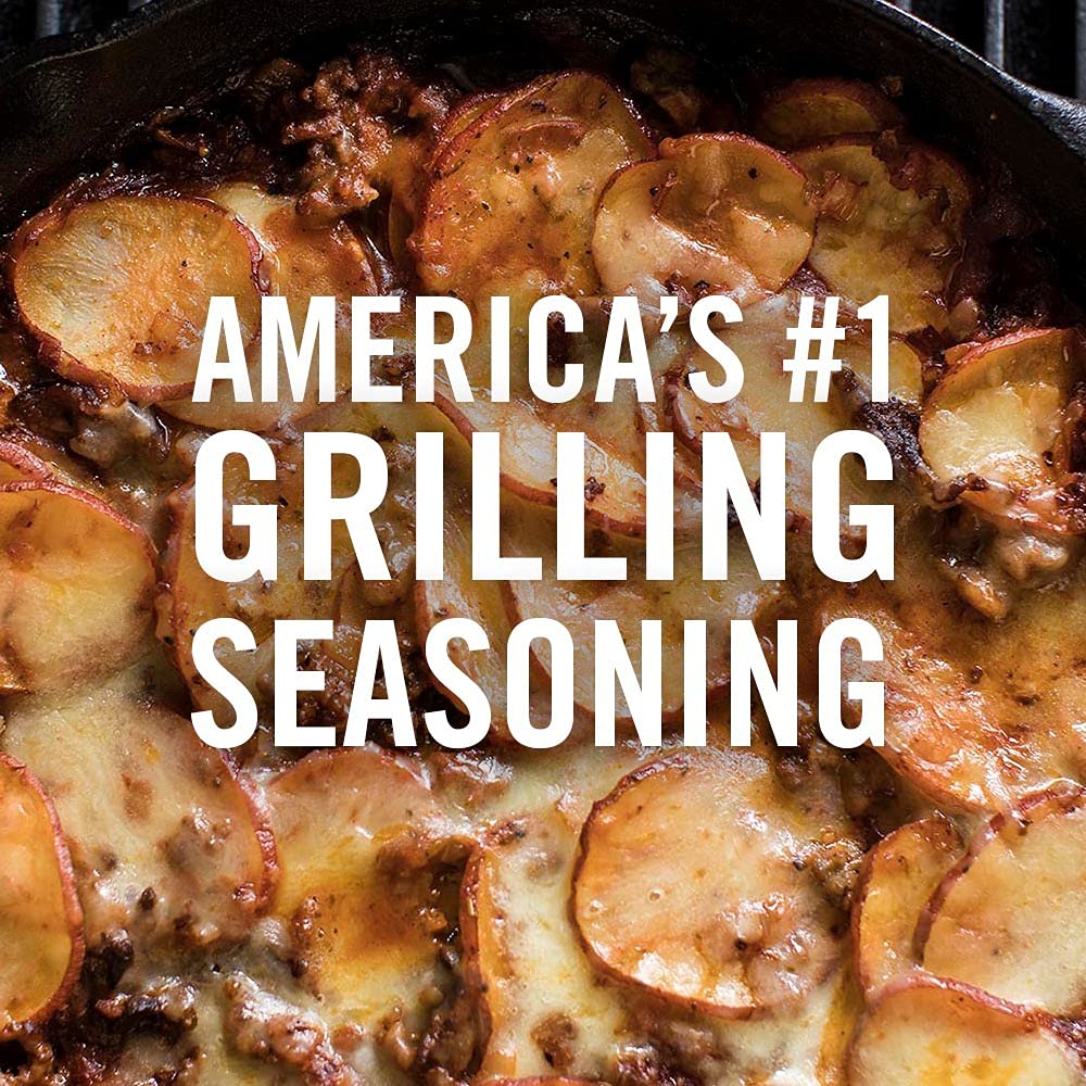 Crusty grilled meat seasoned with Roasted Garlic & Herb from McCormick.