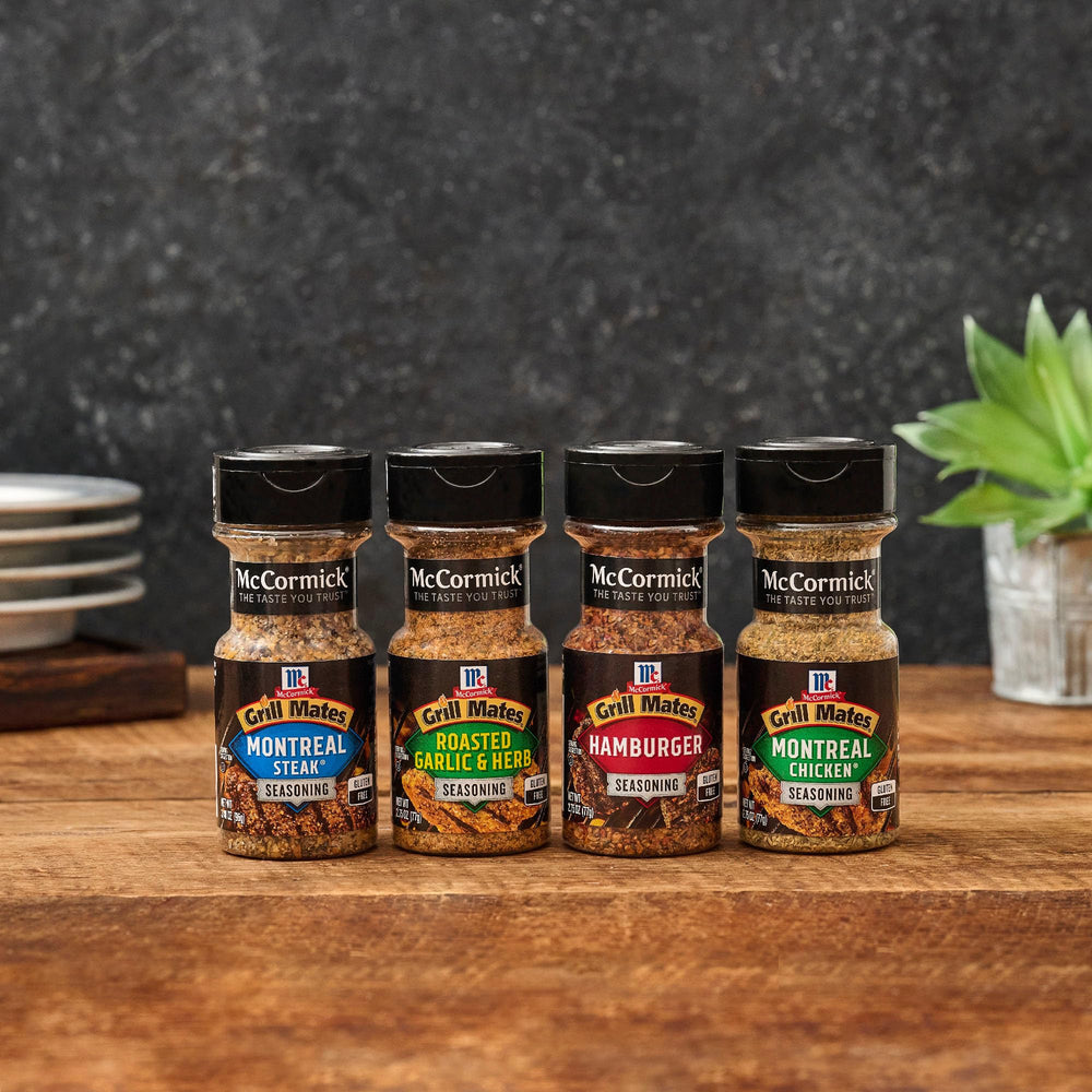 McCormick Grill Mates Roasted Garlic & Herb Seasoning bottle deepens mashed potatoes