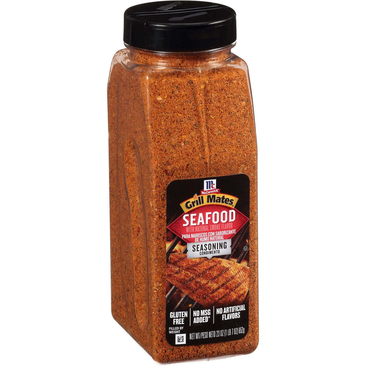 McCormick Grill Mates Seafood Seasoning bottle with smoky cedar flavor for seafood