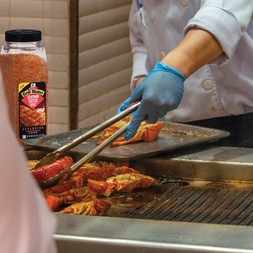 Salmon dish with cedar smoke accent from McCormick Grill Mates Seafood Seasoning