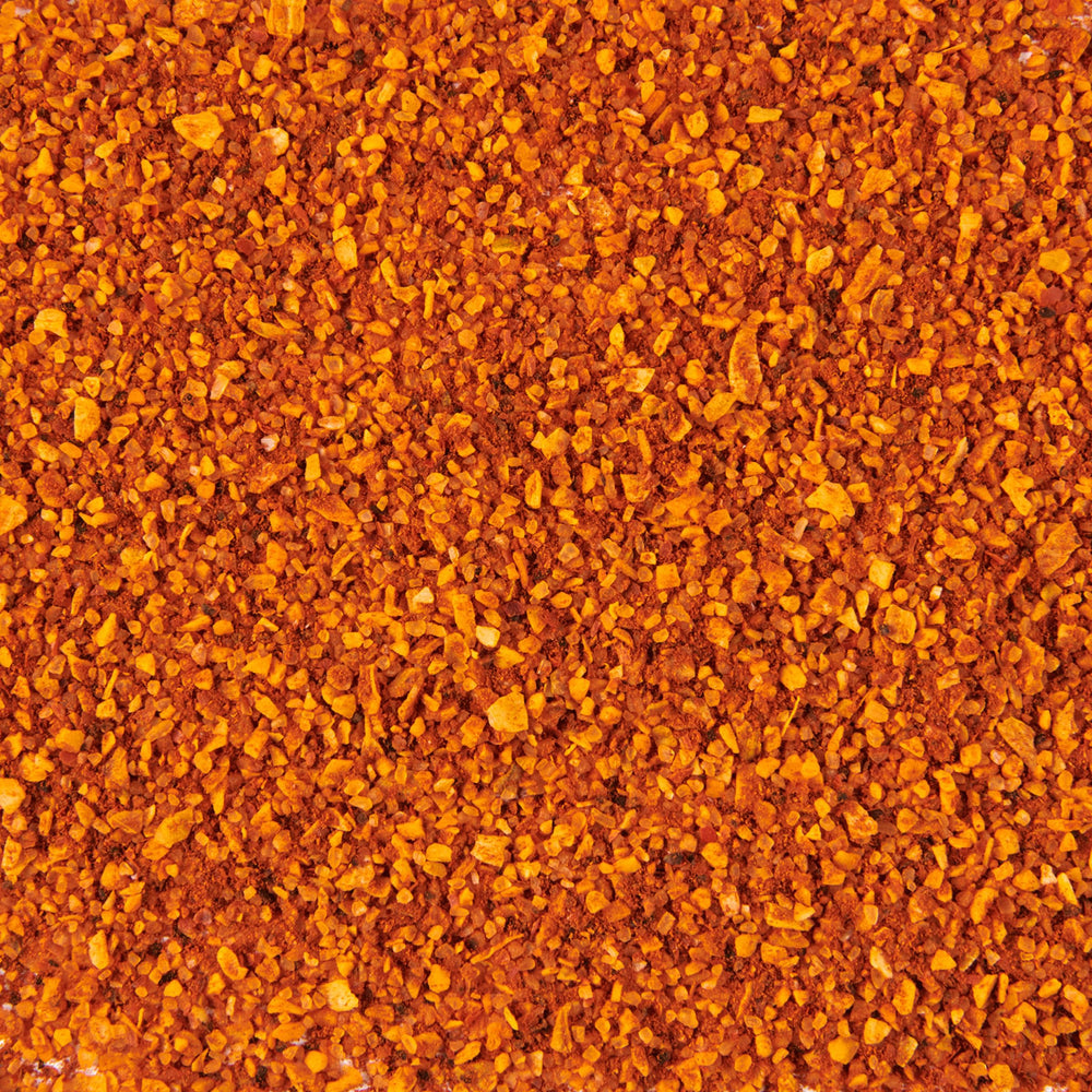 Top view of the jar showing coarse grains clinging to surface