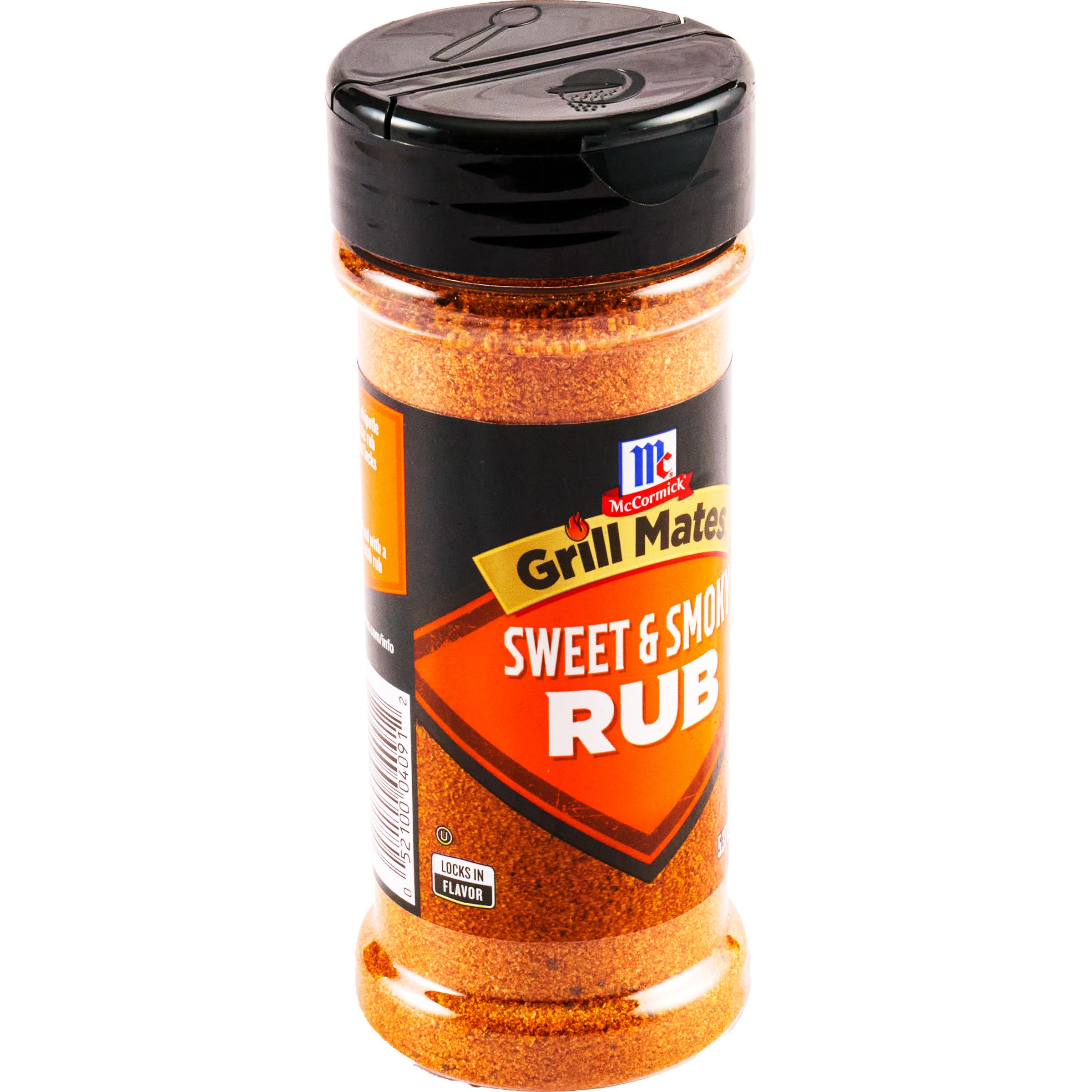 McCormick Grill Mates Sweet & Smoky Rub bottle closeup, ready to enhance pork, chicken, and beef.