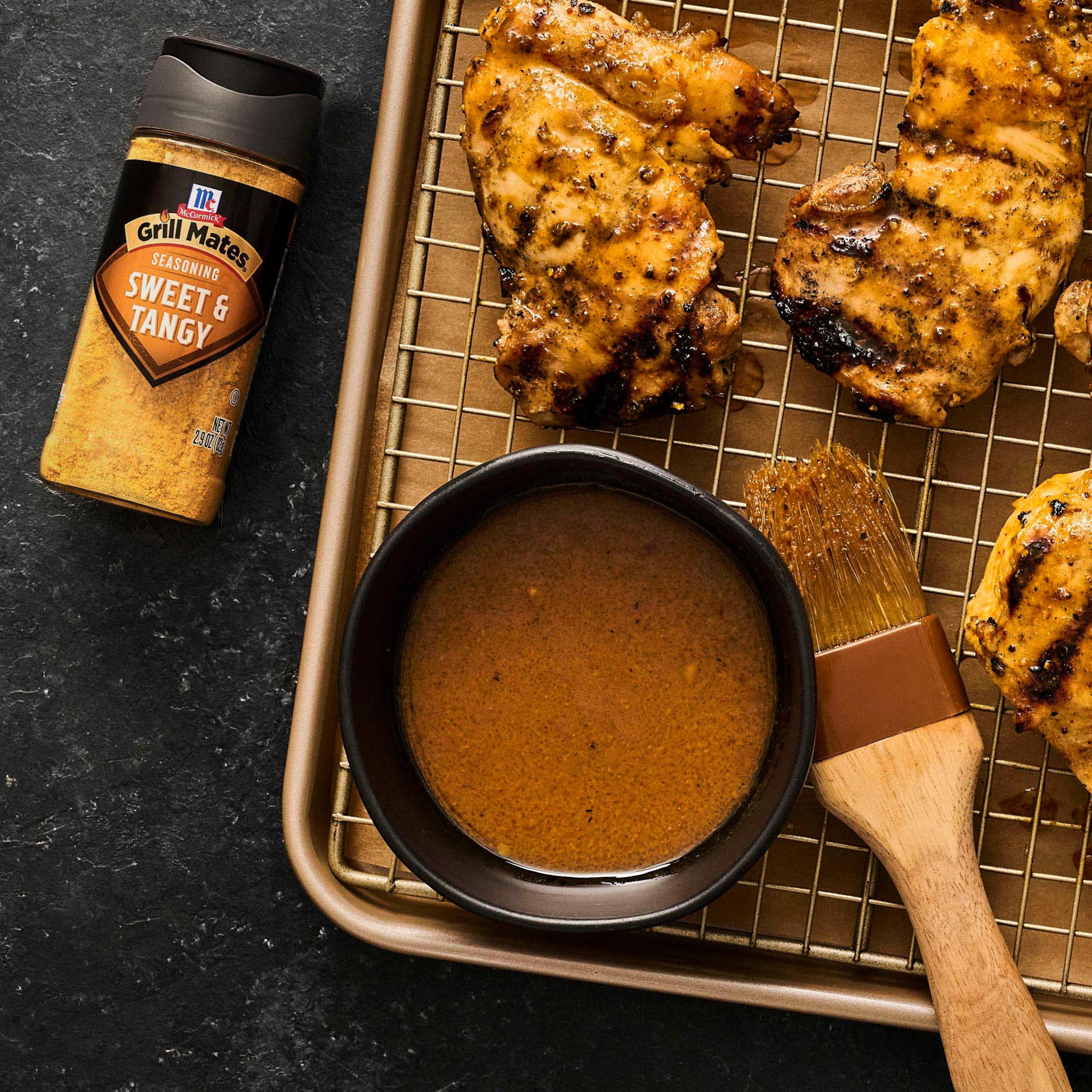 Salmon fillet enhanced with McCormick Grill Mates Sweet Tangy for balanced flavor.