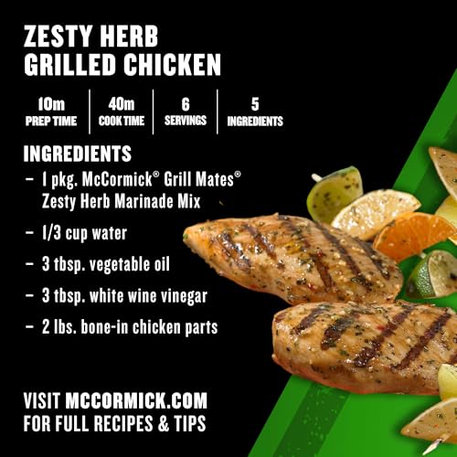 McCormick Grill Mates Zesty Herb Marinade Mix bottle inspires versatile summer recipes.