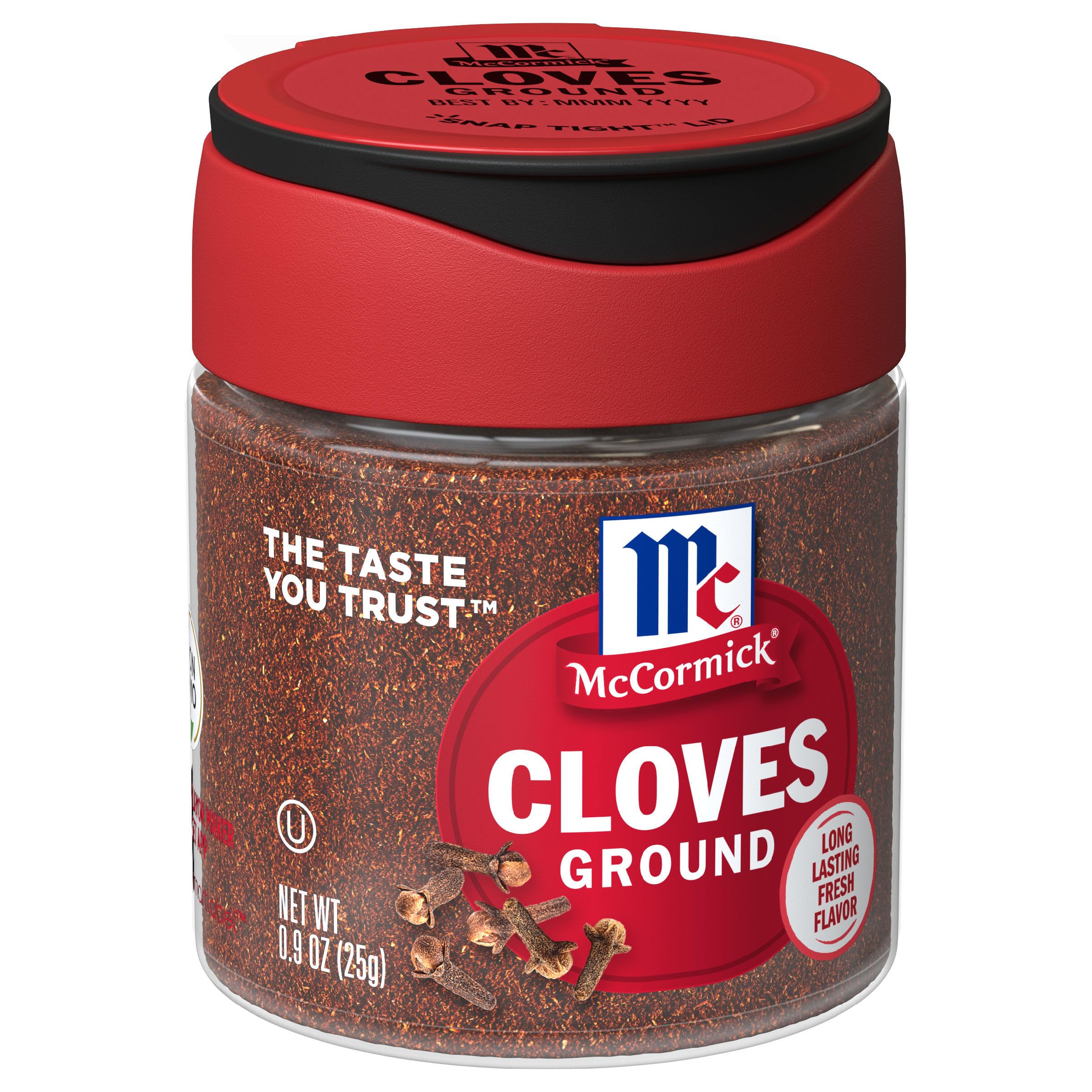 McCormick Ground Cloves jar closeup shows warm spice for holiday baking