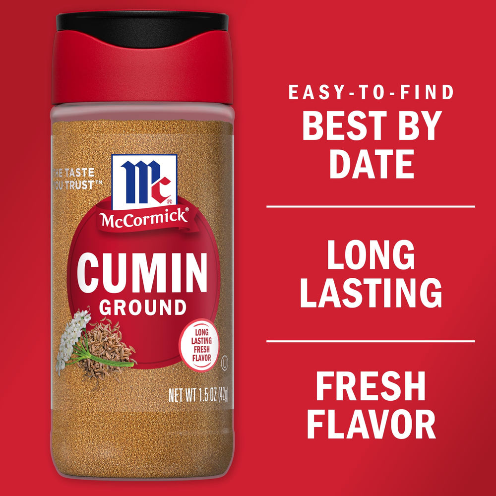 McCormick Ground Cumin spice rack emphasizes global versatility in Latin, Indian, and Middle Eastern dishes.