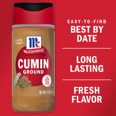 McCormick Ground Cumin spice rack emphasizes global versatility in Latin, Indian, and Middle Eastern dishes.