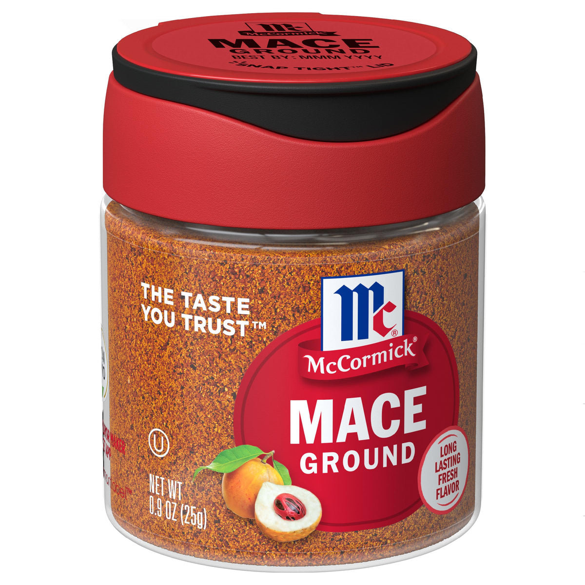 McCormick Ground Mace jar front for baking and savory dishes