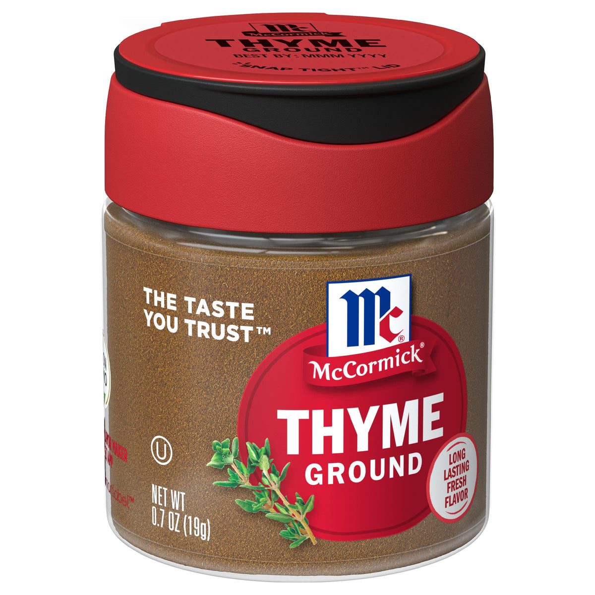 McCormick Ground Thyme jar on shelf enhancing savory flavor