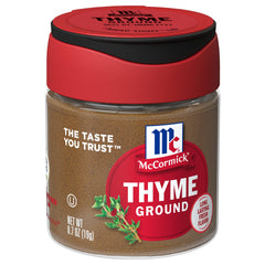 McCormick Ground Thyme jar on shelf enhancing savory flavor