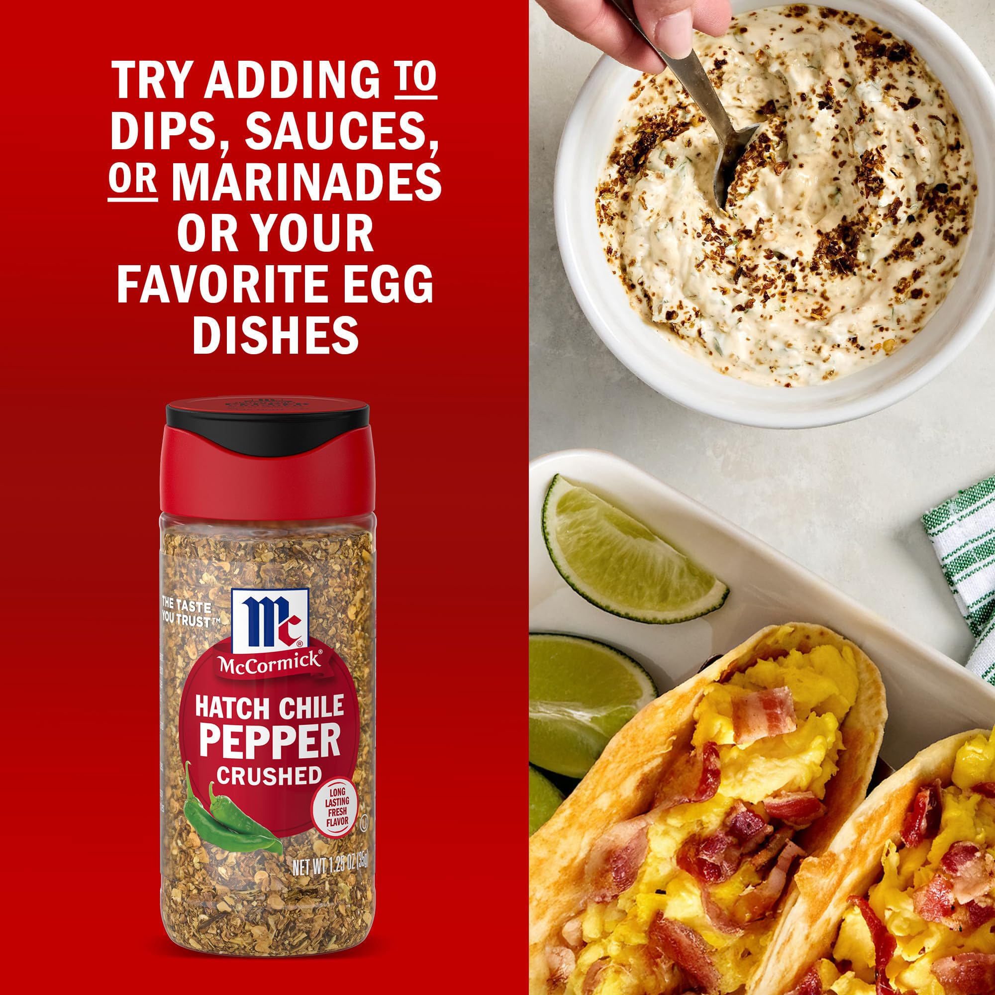 McCormick Hatch Chile Pepper crushed added to queso for color and warmth