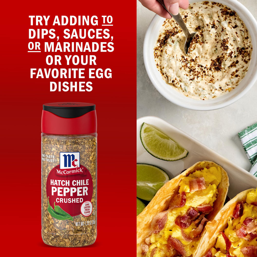 McCormick Hatch Chile Pepper crushed added to queso for color and warmth