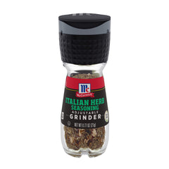 McCormick Italian Herb Seasoning Grinder front view, ready to spice weeknight pasta.