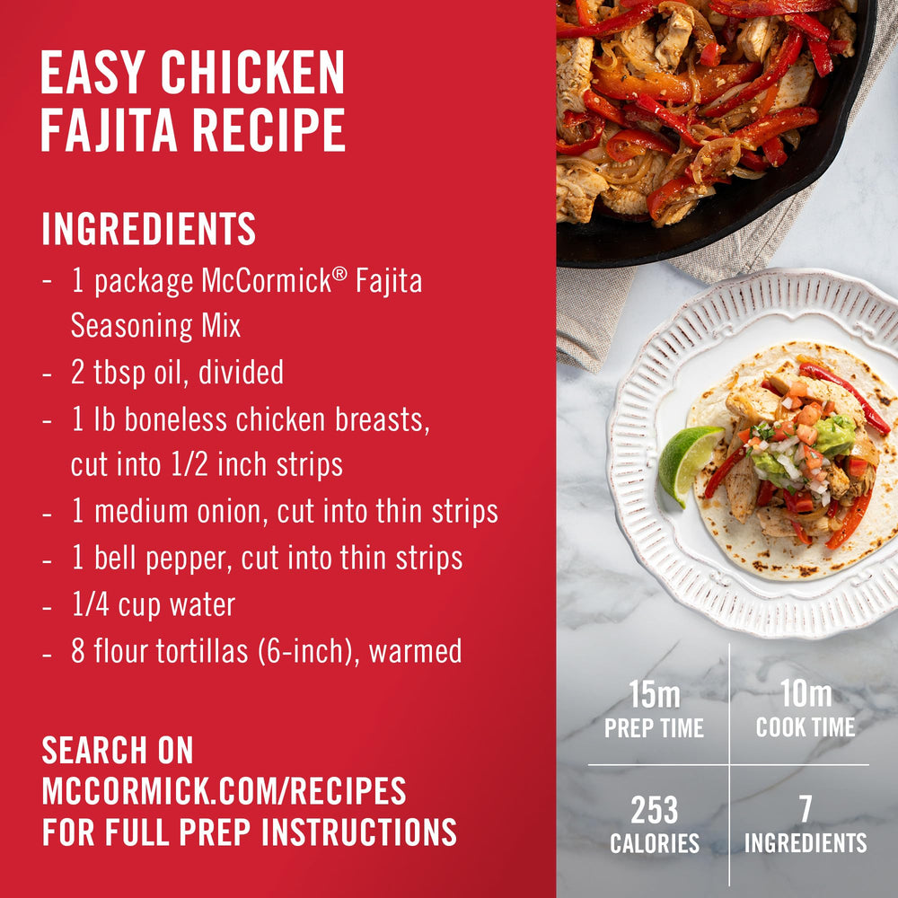 McCormick lime garlic cumin notes brighten fajita aroma and flavor