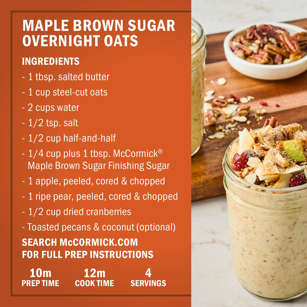 McCormick finishing sugar perfect topping for cakes and cheesecakes with autumn maple notes.