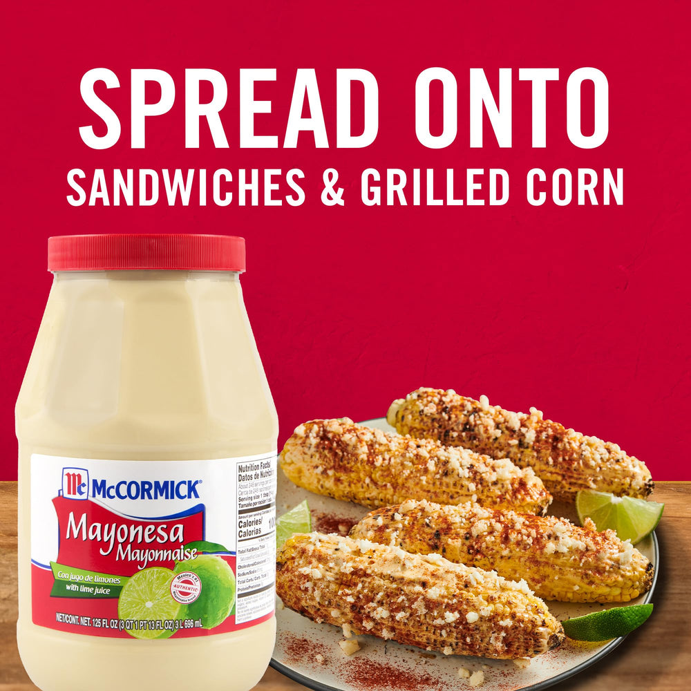 Grilled corn on the cob gets a zesty drizzle from McCormick Mayonnaise.