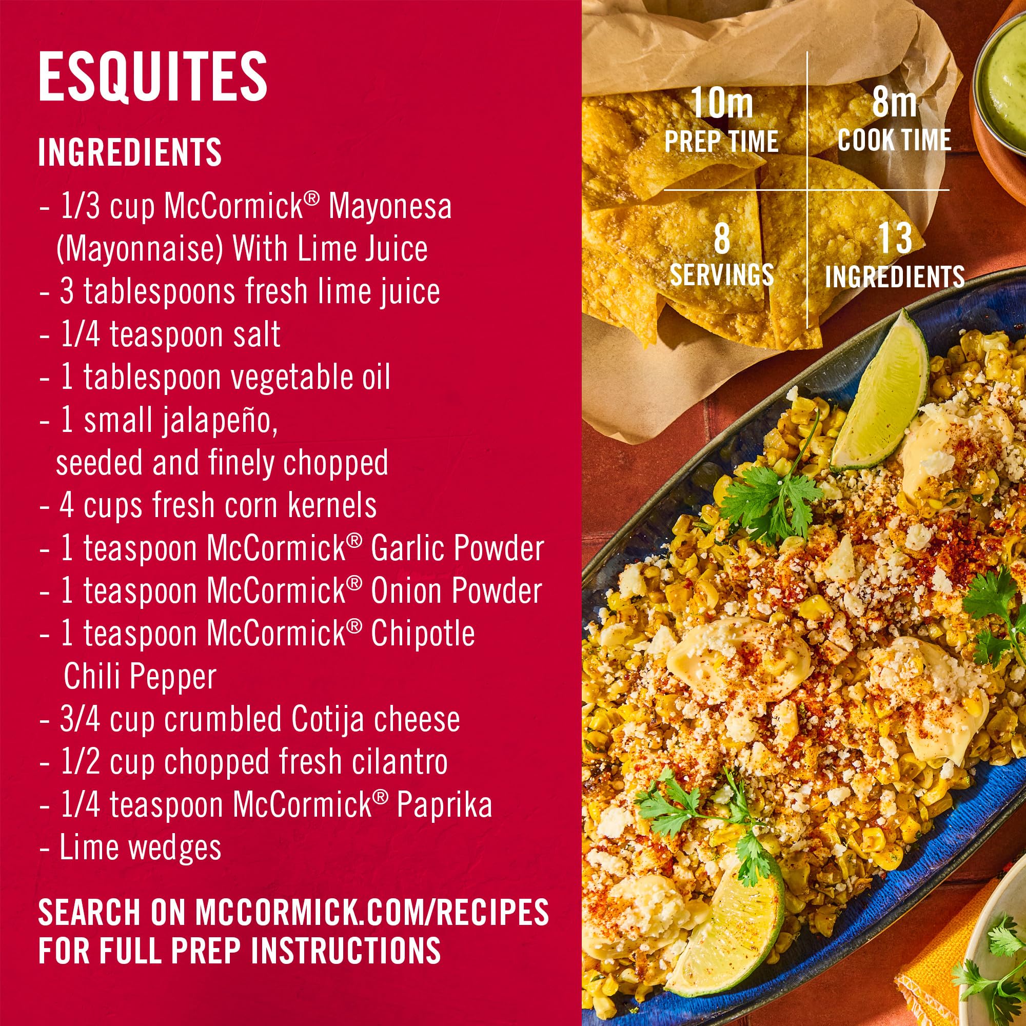McCormick Mayonnaise Lime Juice on corn on the cob