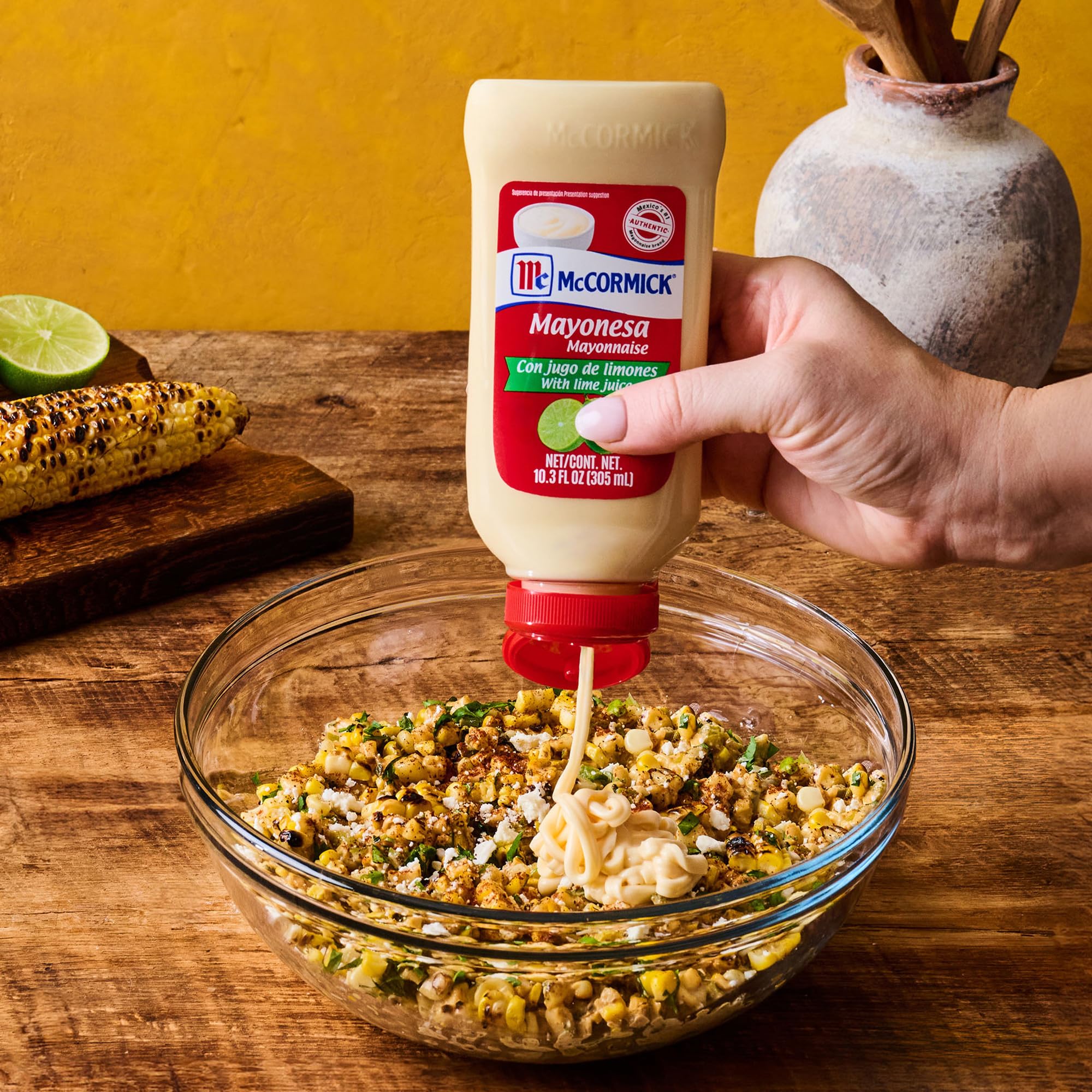 Pasta salad dressed with lime mayo for bright finish.