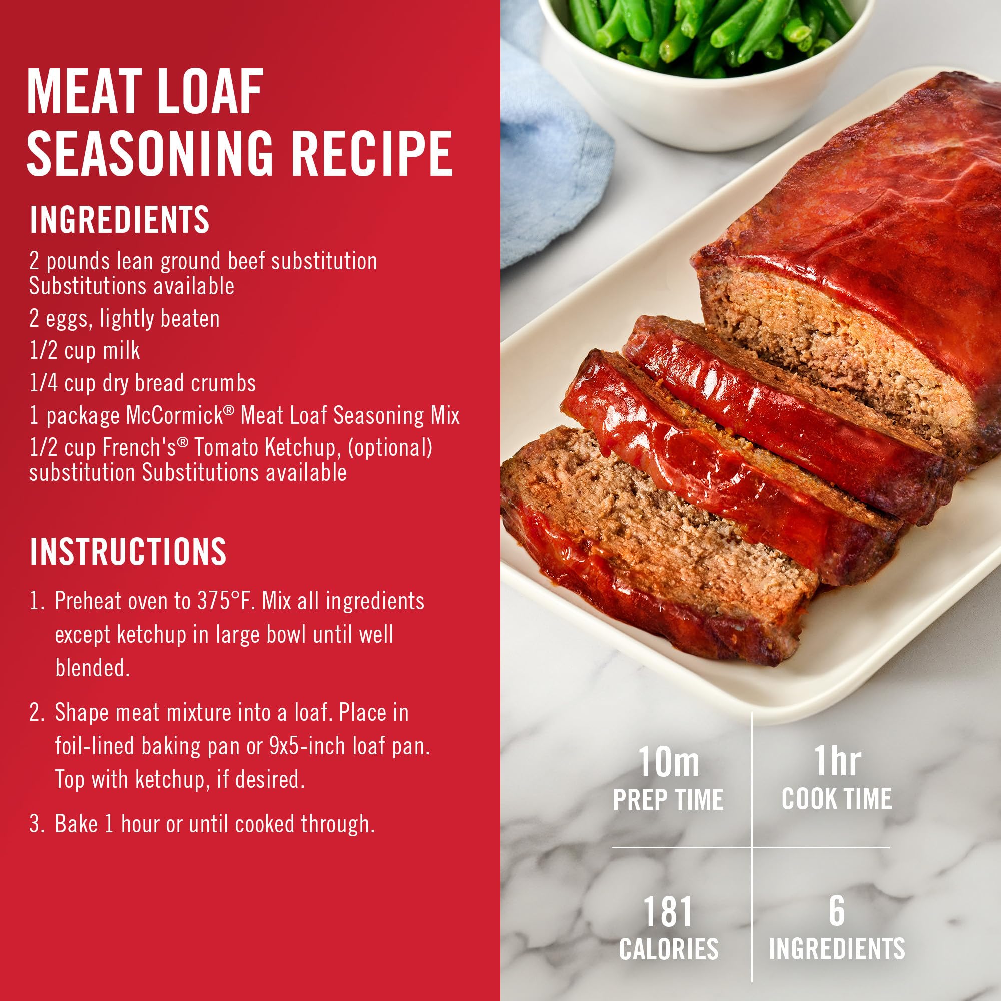 Dry blend of McCormick Meat Loaf Seasoning close-up