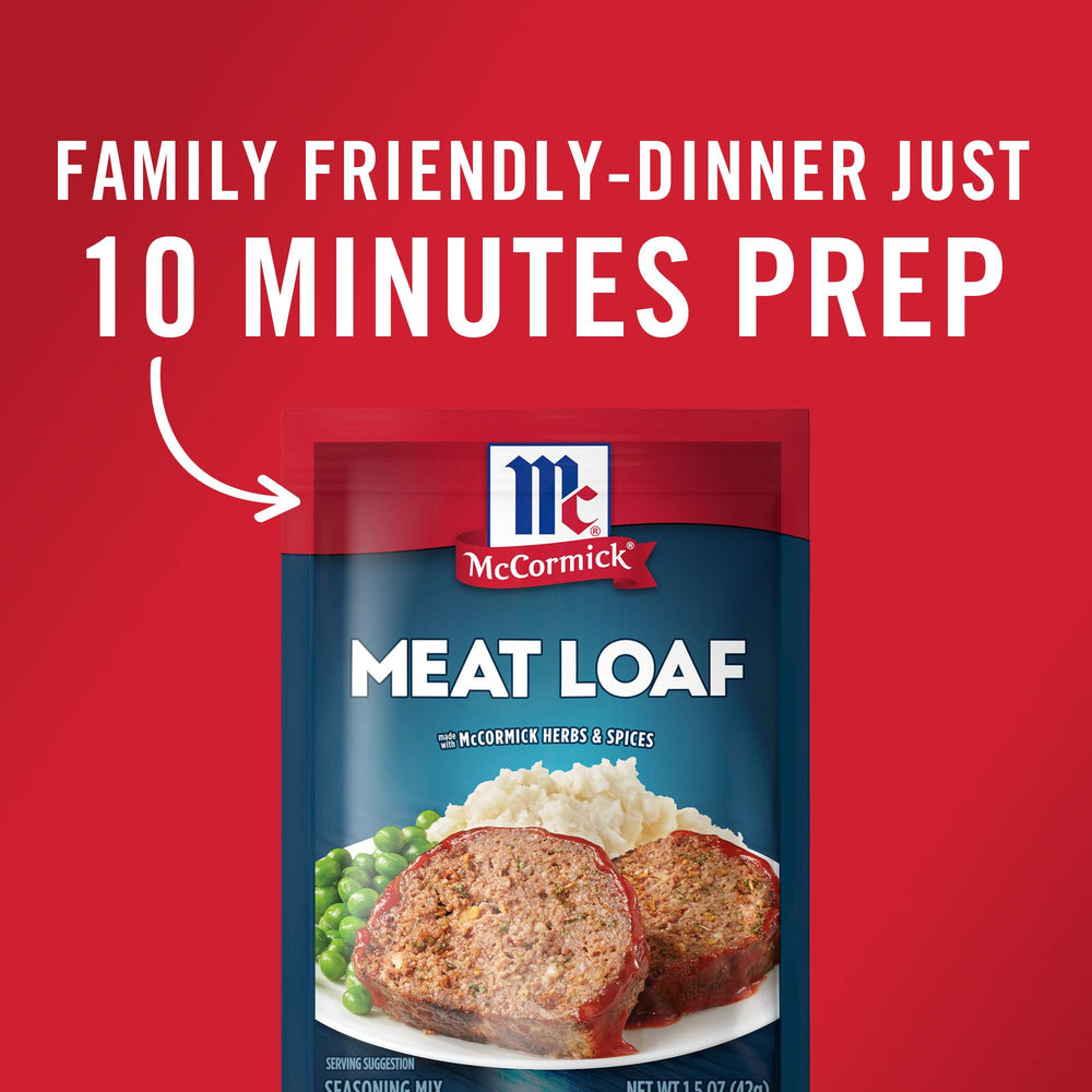 Single McCormick Meat Loaf Seasoning Packet on table