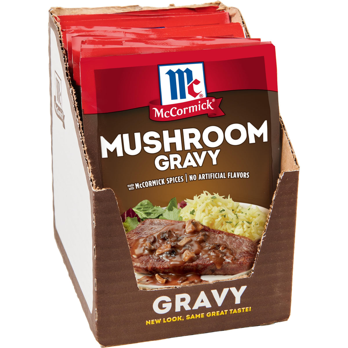 McCormick Mushroom Gravy Mix pack, quick savory base for weeknight meals.