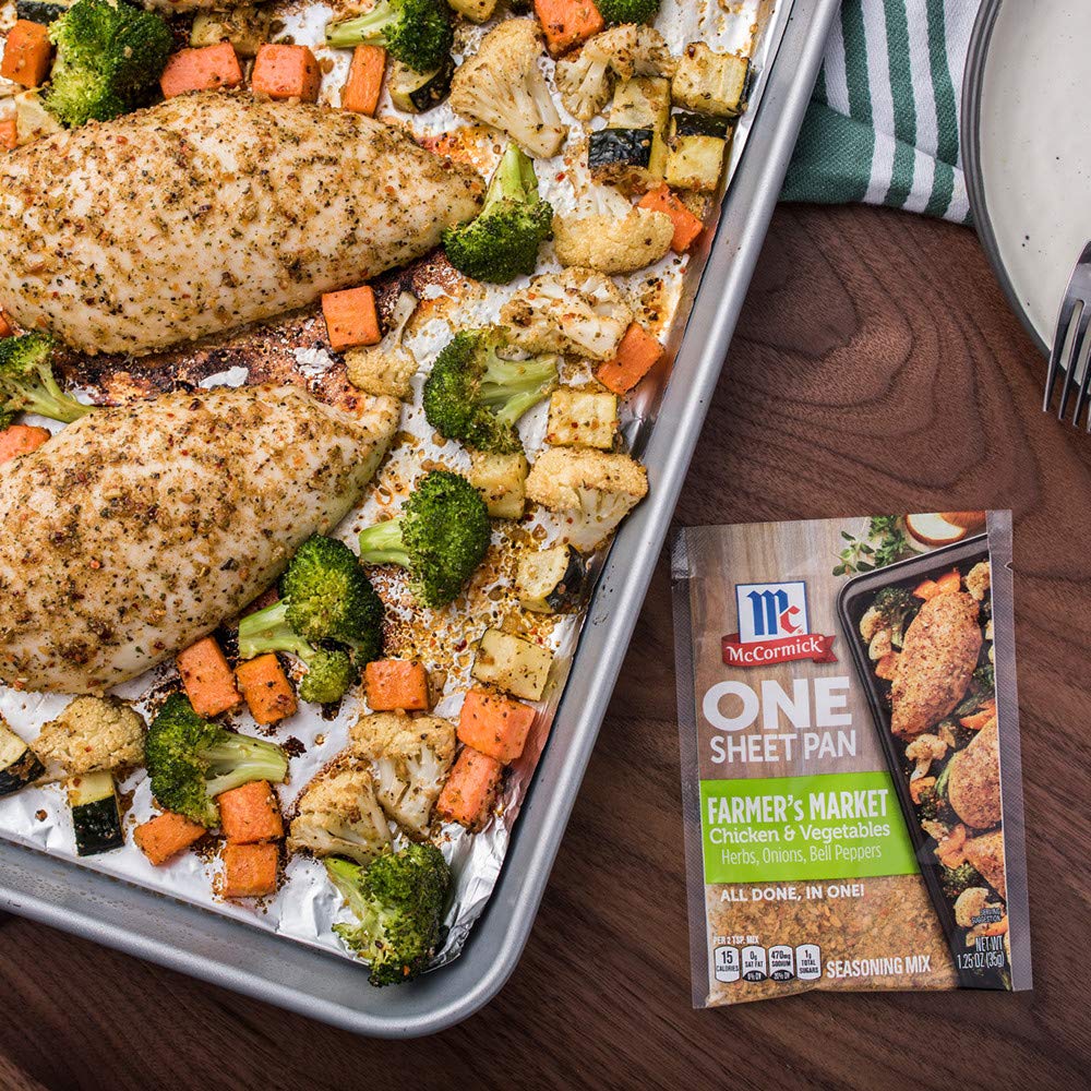 One-pan dinner setup highlights minimal cleanup with McCormick ONE.