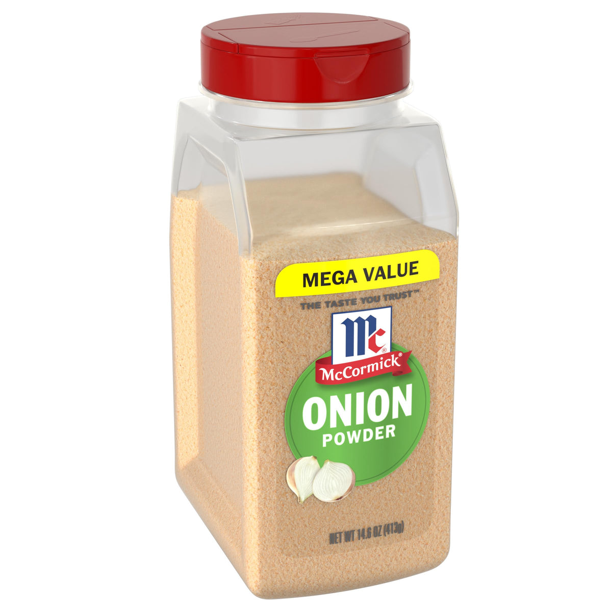 McCormick Onion Powder bottle shows convenient pantry spice for even flavor