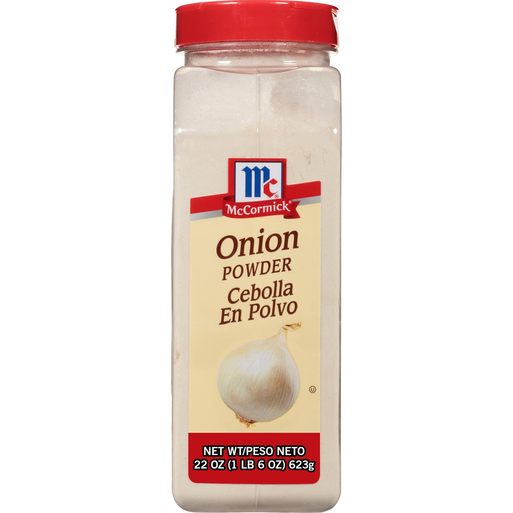 McCormick Onion Powder bottle promises California-grown flavor for everyday cooking.