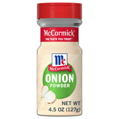 McCormick Onion Powder jar ready to flavor soups and sauces.