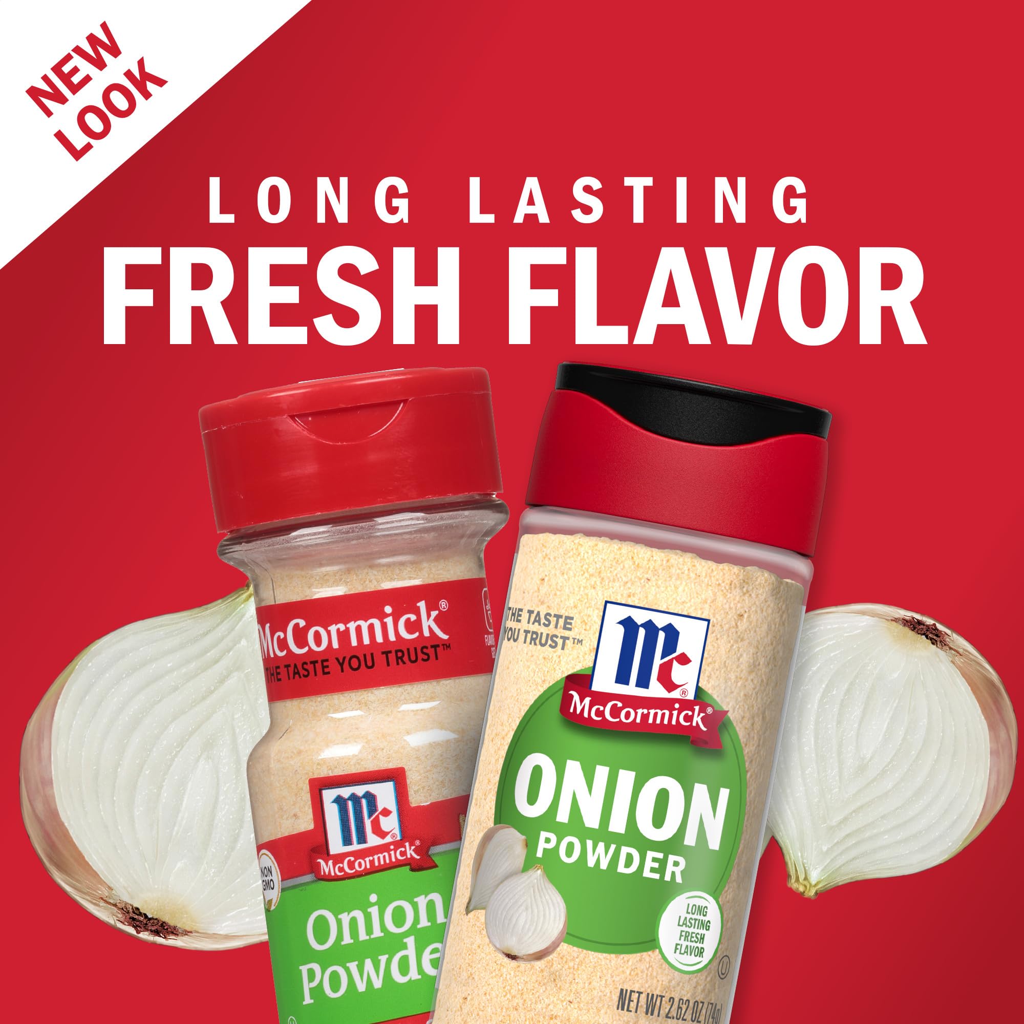 Measuring spoon with McCormick Onion Powder for quick cooking portions.