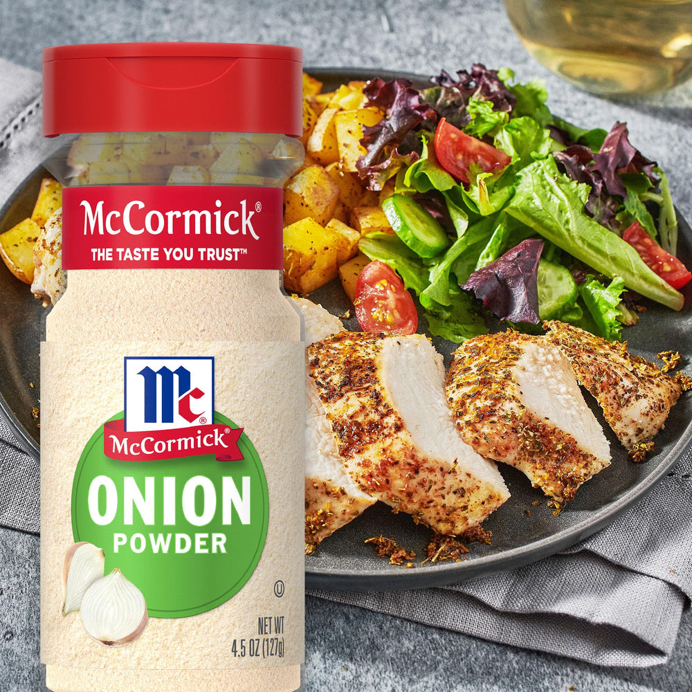 McCormick Onion Powder on shelf to showcase shelf-stable spice.