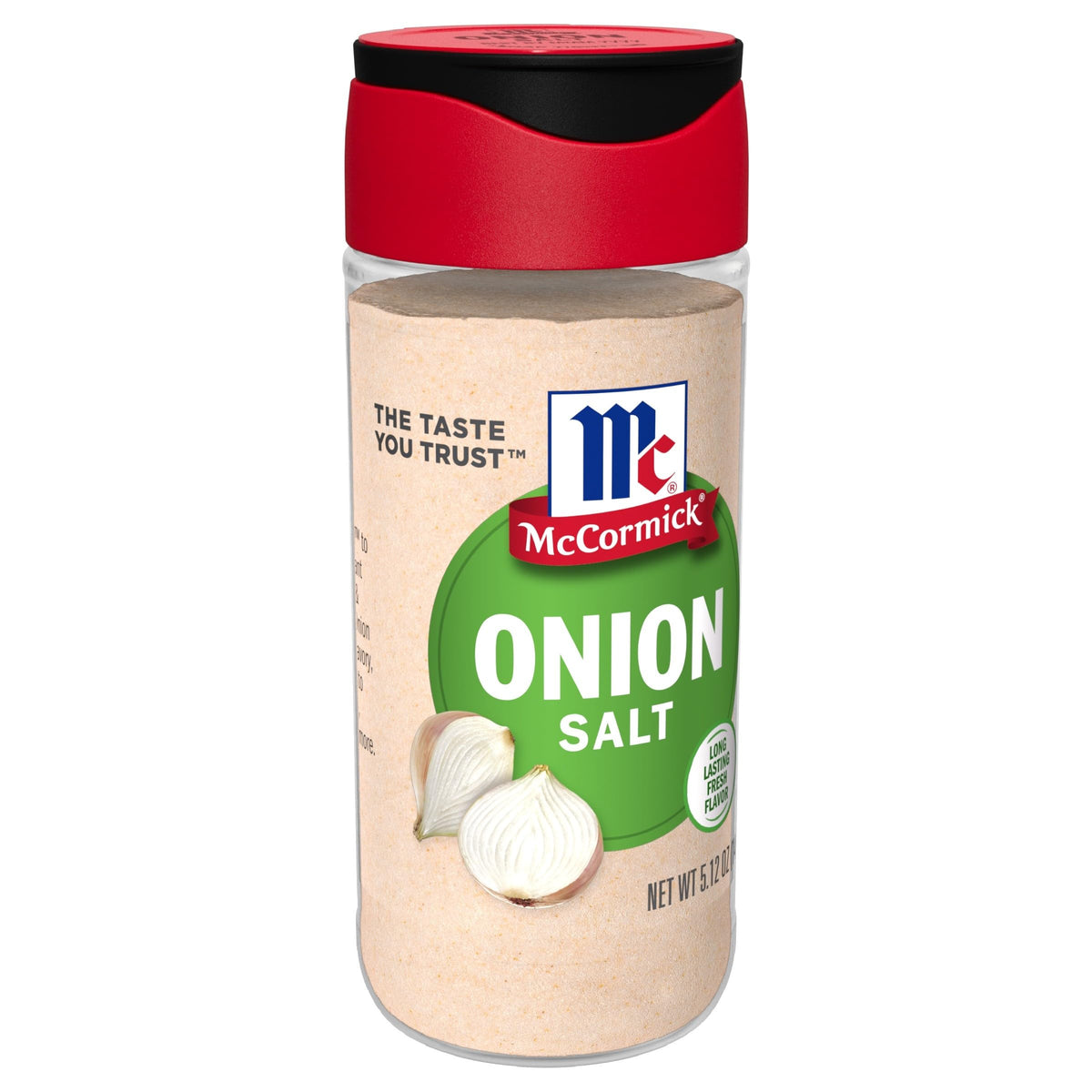McCormick Onion Salt bottle pour shows savory onion seasoning for soups and roasts